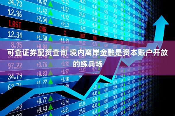 可查证券配资查询 境内离岸金融是资本账户开放的练兵场